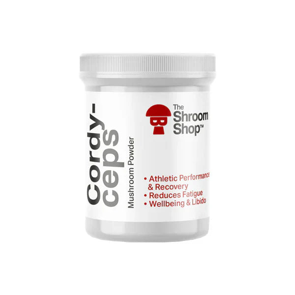 The Shroom Shop Premium Mushroom Powder 90000mg collection featuring Lion's Mane, Cordyceps, and Reishi powders for cognitive enhancement, energy, and wellness support