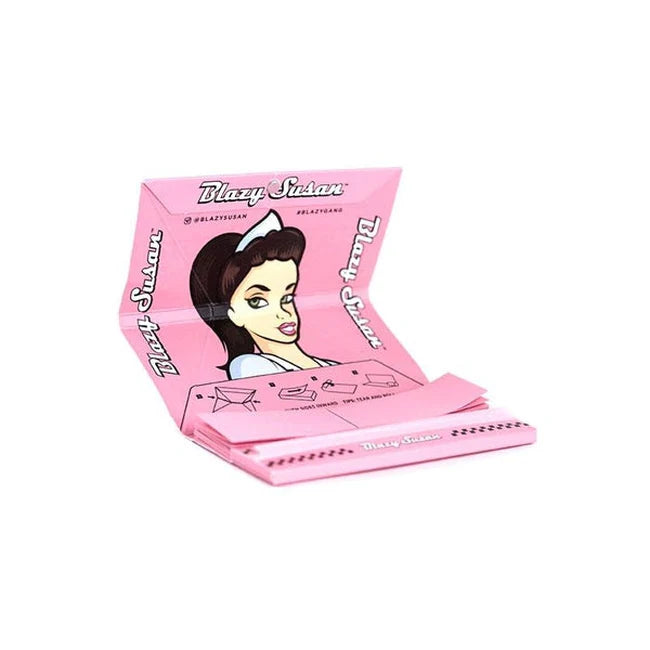 Blazy Susan Pink Deluxe Rolling Kit - King Size Papers, Tips & Built-in Tray