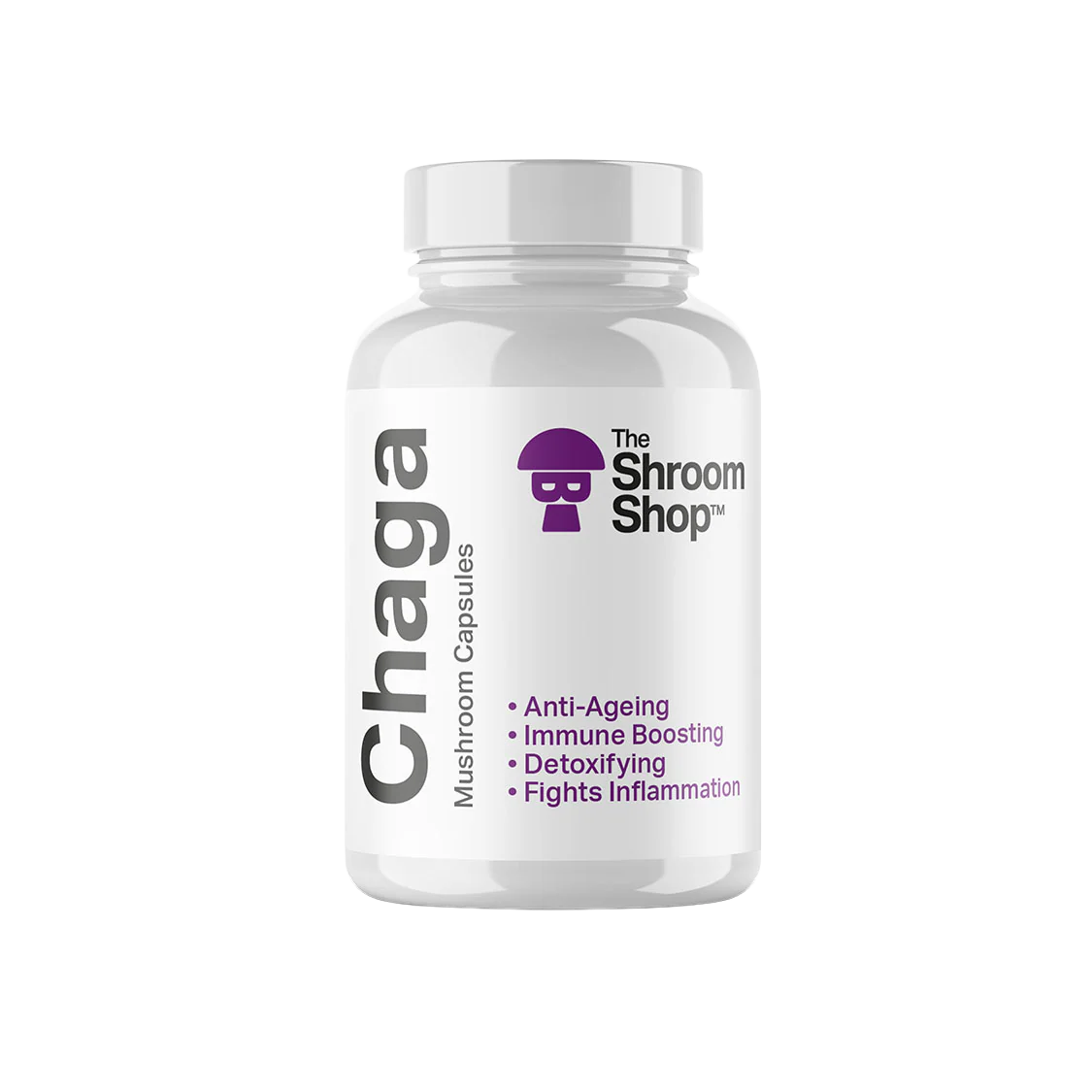 The Shroom Shop Premium Mushroom Capsules 45000mg collection featuring 6 varieties: Lion's Mane, Chaga, Cordyceps, Tremella, Reishi, and Turkey Tail for comprehensive wellness support