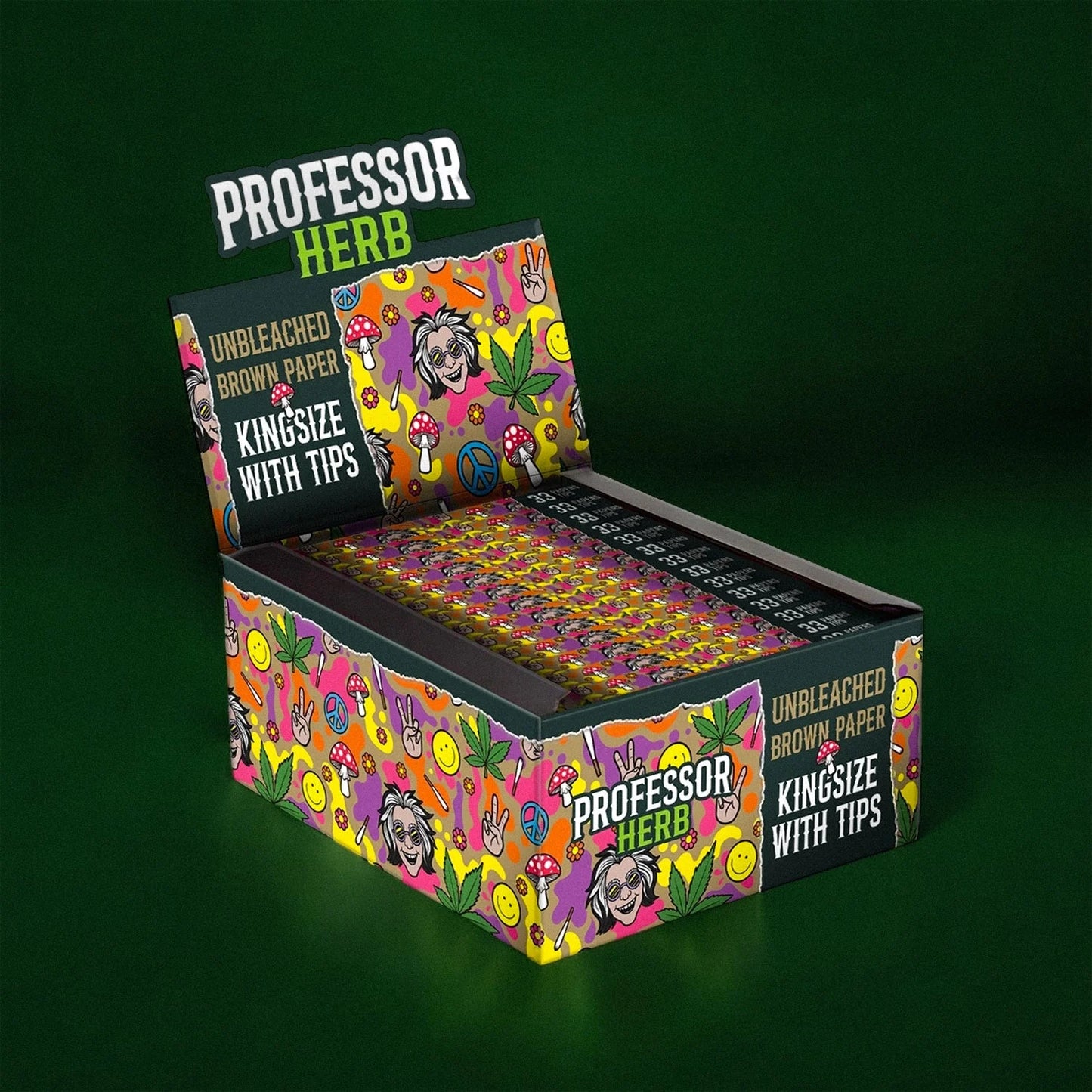 Professor Herb - King Size Rolling Papers & Tips - Unbleached Brown Paper