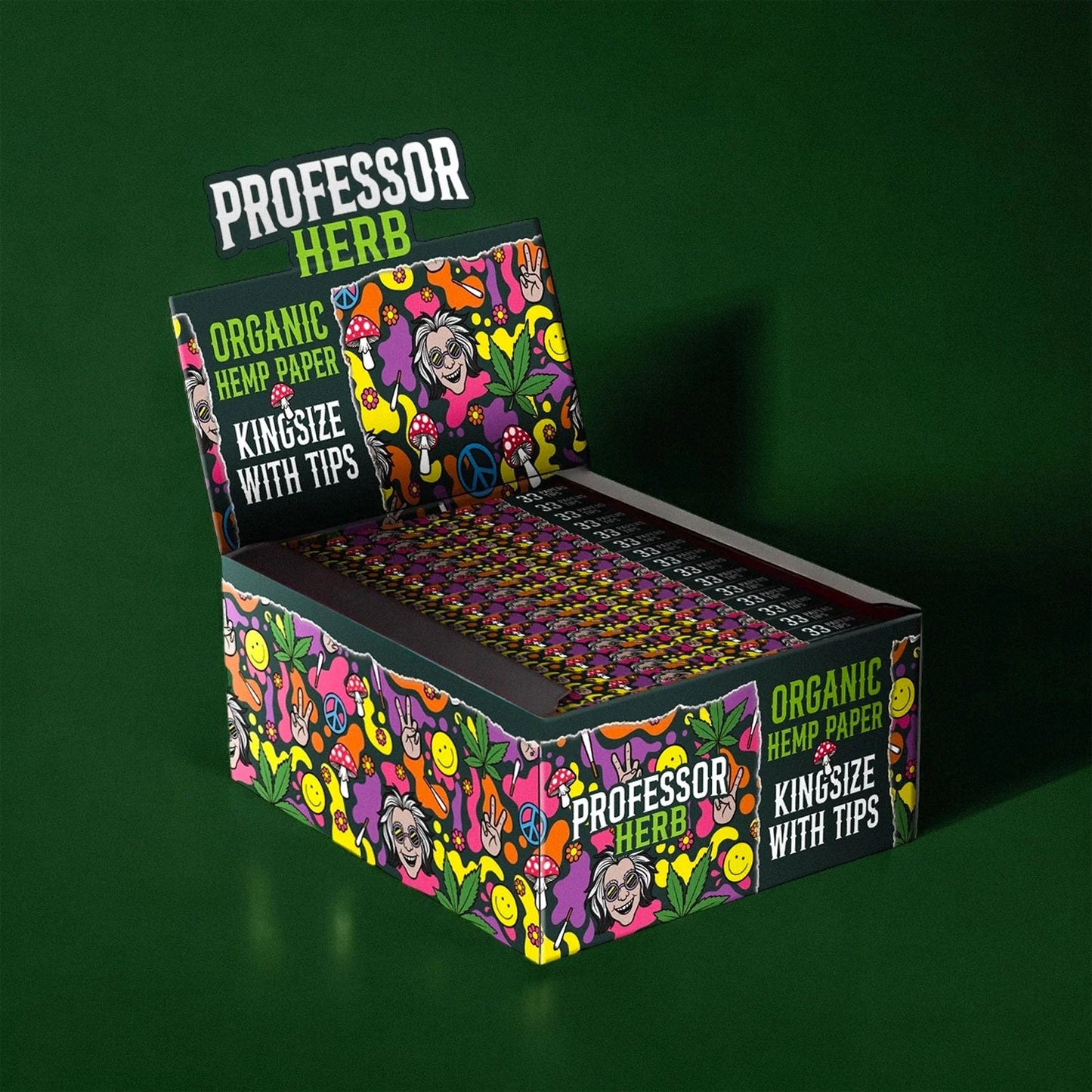 🌿 Professor Herb King Size Rolling Papers &amp; Tips - Organic Hemp Paper