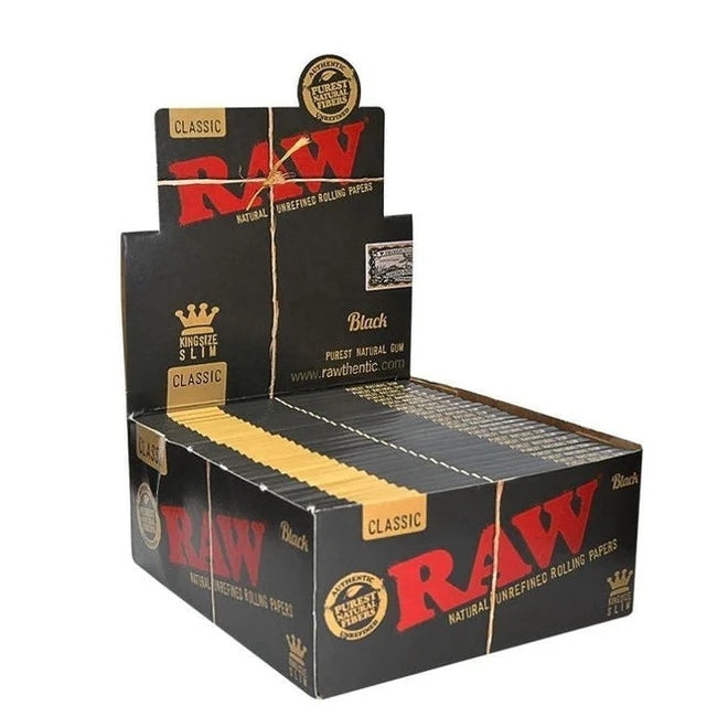 🖤 RAW Classic Natural Black Rolling Papers - King Size Slim