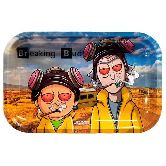 Smoke Arsenal Rolling Tray Medium - Breaking Bud Design | Metal Rolling Tray 27.5cm - Inspired Life UK